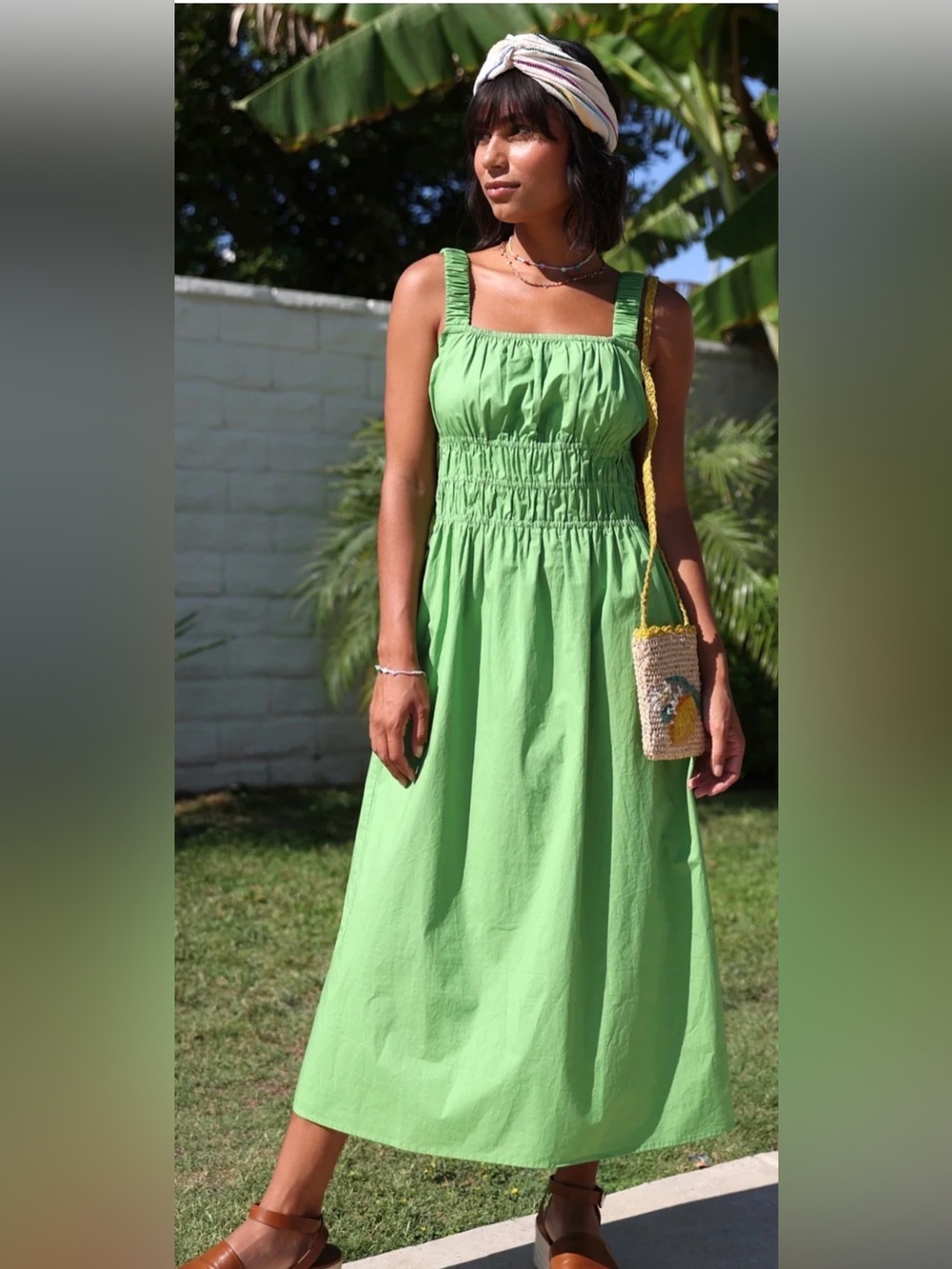 Greylin Lime Green Poplin Smocked Mini Nisha Summer Dress